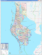 Pinellas County Wall Map Color Cast Style