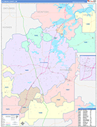 Pittsburg County Wall Map Color Cast Style
