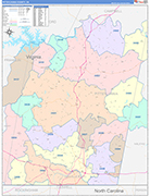 Pittsylvania County Wall Map Color Cast Style