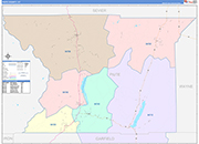 Piute County Wall Map Color Cast Style