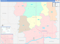 Platte County Wall Map Color Cast Style