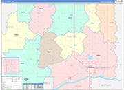 Platte County Wall Map Color Cast Style