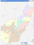Pocahontas County Wall Map Color Cast Style