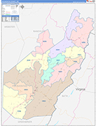 Pocahontas County Wall Map Color Cast Style