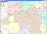 Pontotoc County Wall Map Color Cast Style