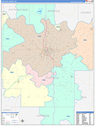 Pontotoc County Wall Map Color Cast Style