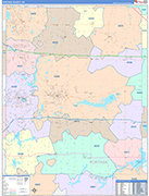 Portage County Wall Map Color Cast Style