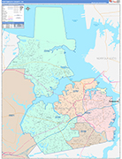Portsmouth County Wall Map Color Cast Style