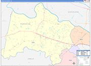 Powhatan County Wall Map Color Cast Style
