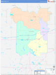 Prairie County Wall Map Color Cast Style