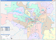 Pulaski County Wall Map Color Cast Style