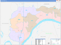 Pulaski County Wall Map Color Cast Style