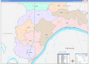 Pulaski County Wall Map Color Cast Style