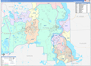 Putnam County Wall Map Color Cast Style