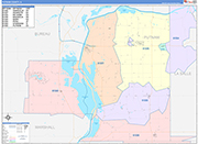 Putnam County Wall Map Color Cast Style