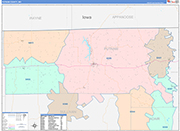 Putnam County Wall Map Color Cast Style