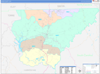 Rabun County Wall Map Color Cast Style