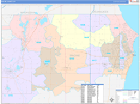 Racine County Wall Map Color Cast Style