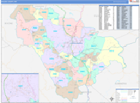 Raleigh County Wall Map Color Cast Style