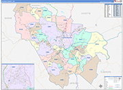 Raleigh County Wall Map Color Cast Style