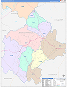 Rappahannock County Wall Map Color Cast Style