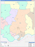 Ray County Wall Map Color Cast Style