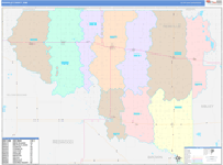 Renville County Wall Map Color Cast Style