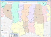 Renville County Wall Map Color Cast Style