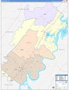 Rhea County Wall Map Color Cast Style