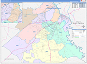 Richmond County Wall Map Color Cast Style