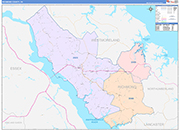 Richmond County Wall Map Color Cast Style