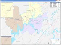 Roane County Wall Map Color Cast Style