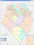 Robeson County Wall Map Color Cast Style