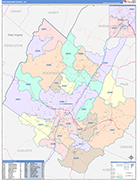 Rockingham County Wall Map Color Cast Style