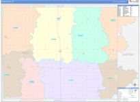 Rush County Wall Map Color Cast Style