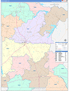 Rusk County Wall Map Color Cast Style