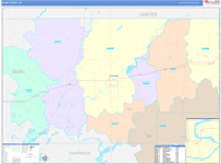 Rusk County Wall Map Color Cast Style