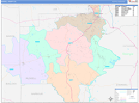Russell County Wall Map Color Cast Style