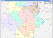 Russell County Wall Map Color Cast Style