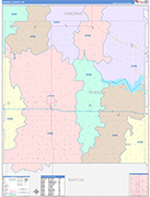 Russell County Wall Map Color Cast Style