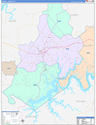 Russell County Wall Map Color Cast Style