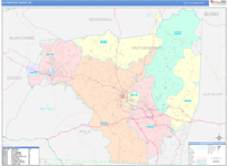 Rutherford County Wall Map Color Cast Style