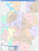 Rutherford Wall Map Color Cast Style