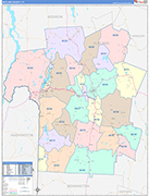 Rutland County Wall Map Color Cast Style