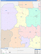 Saline County Wall Map Color Cast Style