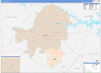 Saluda County Wall Map Color Cast Style