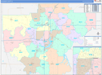Sangamon County Wall Map Color Cast Style