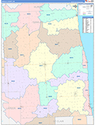 Sanilac County Wall Map Color Cast Style