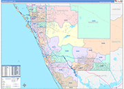 Sarasota County Wall Map Color Cast Style