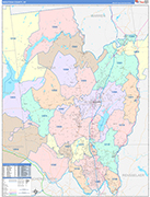 Saratoga County Wall Map Color Cast Style